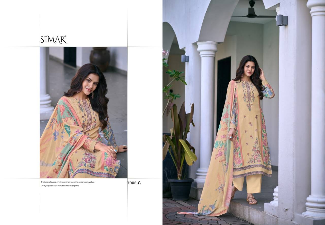 Minaaz By Glossy 7902A To 7902D Series Stylish Beautiful Colourful Viscose Muslin Dresses At Wholesale Price